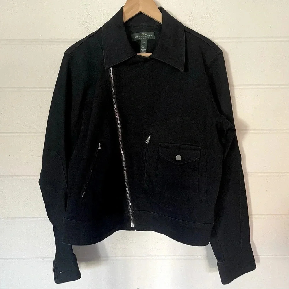 LRL Lauren Jeans Co Ralph Lauren
Manhattan Denim Black Jean Zip Up Jacket
Large